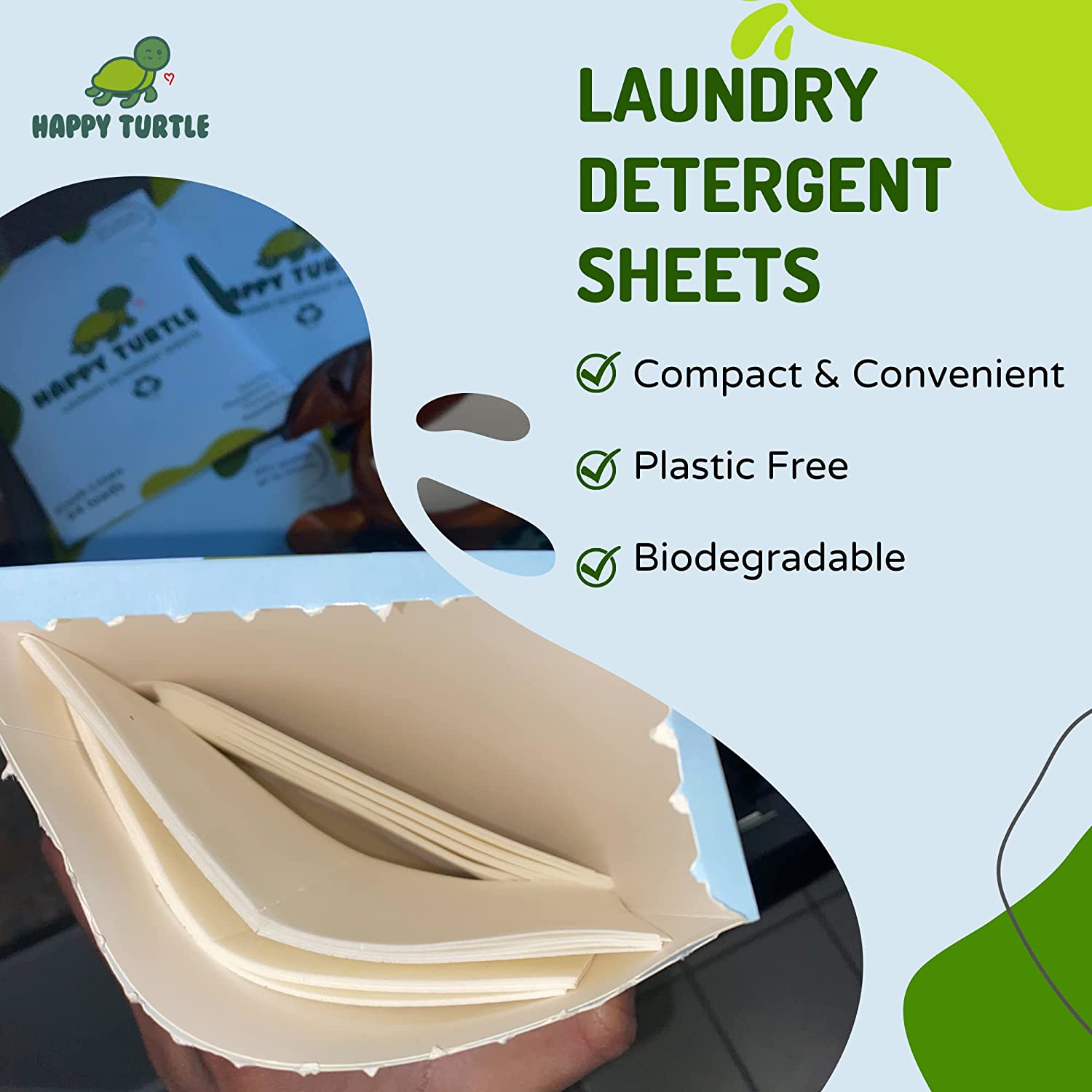 Happy Turtle Laundry Detergent Sheets - Fresh Linen - Zero Plastic